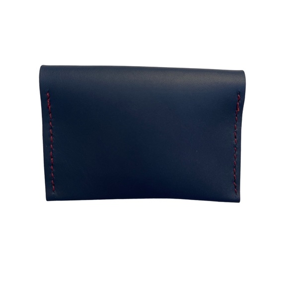 Handmade Navy Pink Leather Cardholder - Picture 8 of 13